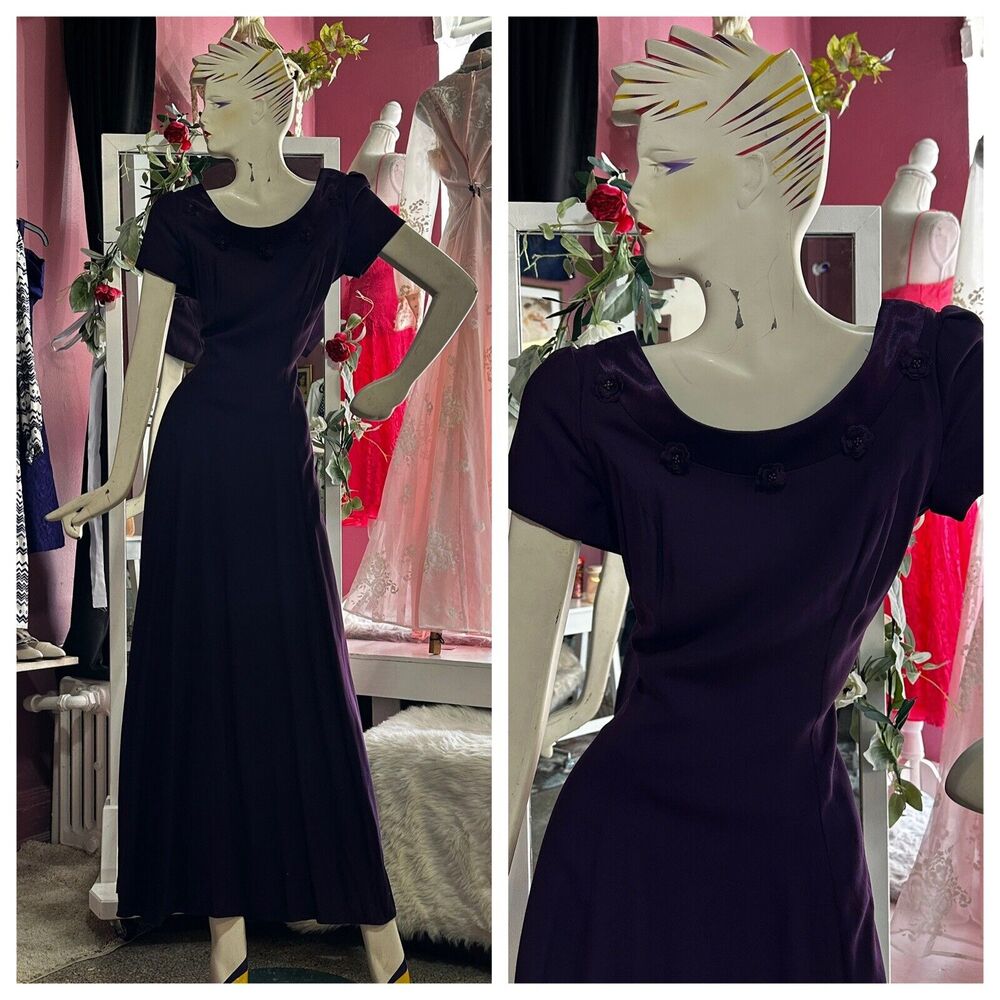 Vintage 90s Y2K Maxi Prom Party Dress Purple Alfred Angelo Bridesmaid XS/S